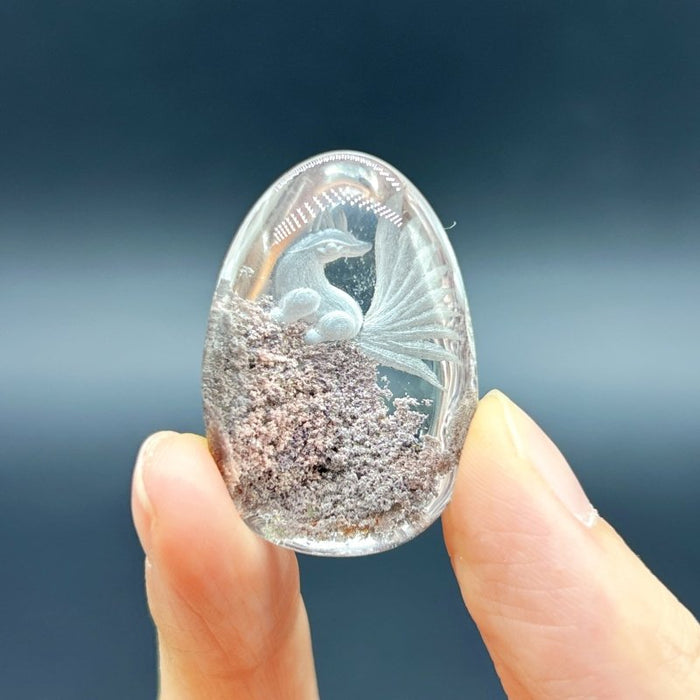 5 Pieces Nine-tailed Fox Garden Quartz Inner Scene Carving