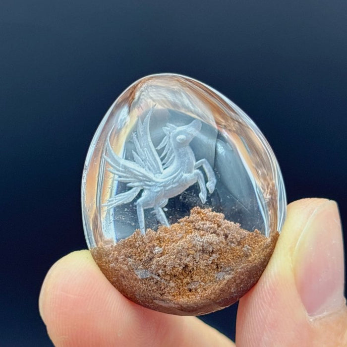 5 Pieces Pegasus Garden Quartz Inner Scene Carving