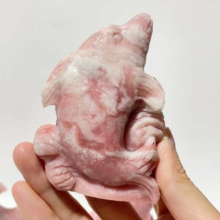 5 Pieces Pink Opal Dolphin Carving