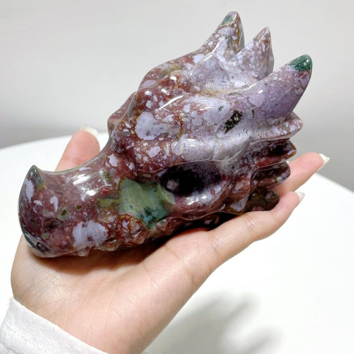 5 Pieces Unique Ocean Jasper Dragon Head Carving