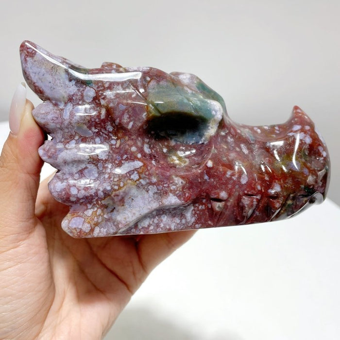 5 Pieces Unique Ocean Jasper Dragon Head Carving