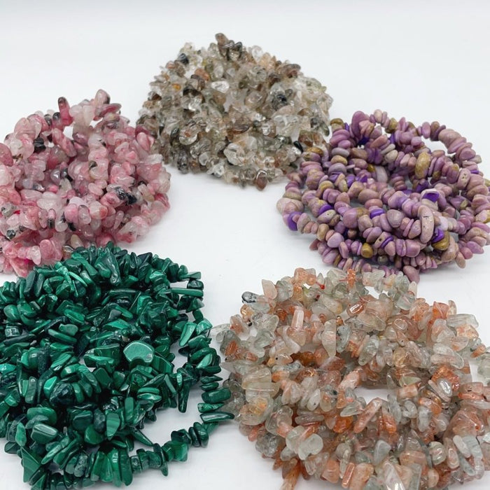 5 Types Chip Bracelet Crystal Wholesale Malachite Phosphosiderite Rutile Quartz