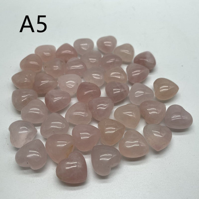 5 Types Mini Heart Pocket Heart Crystals 0.6in(1.5cm) Wholesale Rose Quartz Aventurine