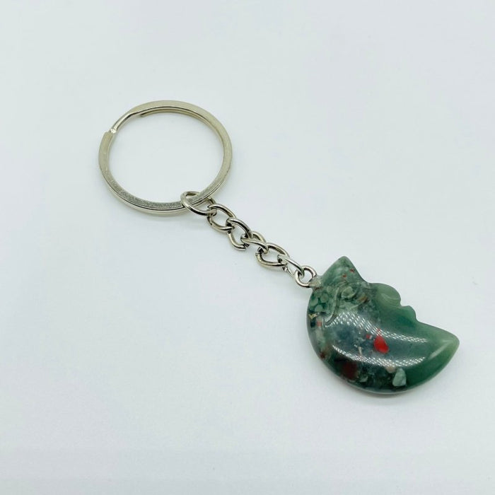 5 Types Moon Face Crystal Keychain Carving Wholesale Clear Quartz Black Obsidian
