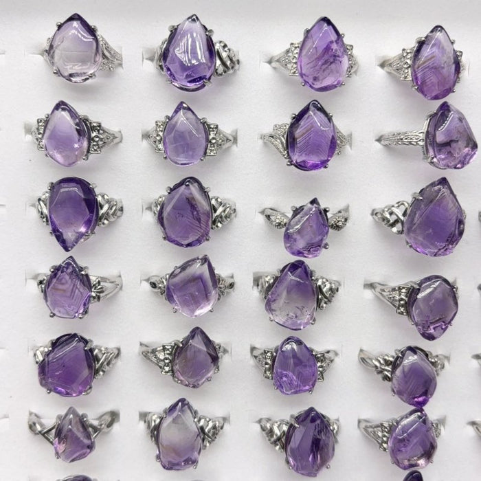 50 Pieces Freeform Amethyst Different Styles Ring