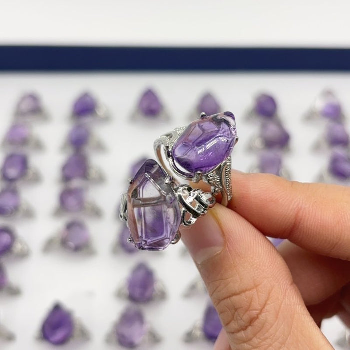 50 Pieces Freeform Amethyst Different Styles Ring