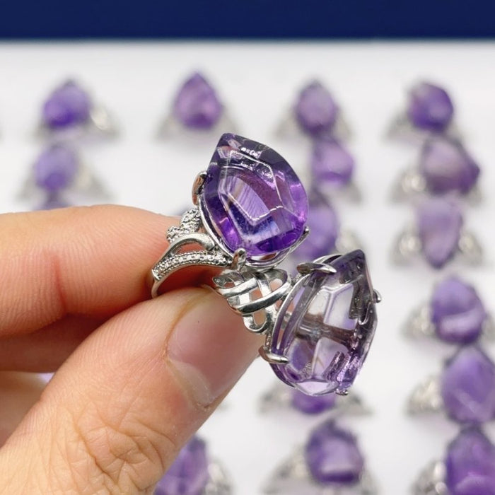 50 Pieces Freeform Amethyst Different Styles Ring