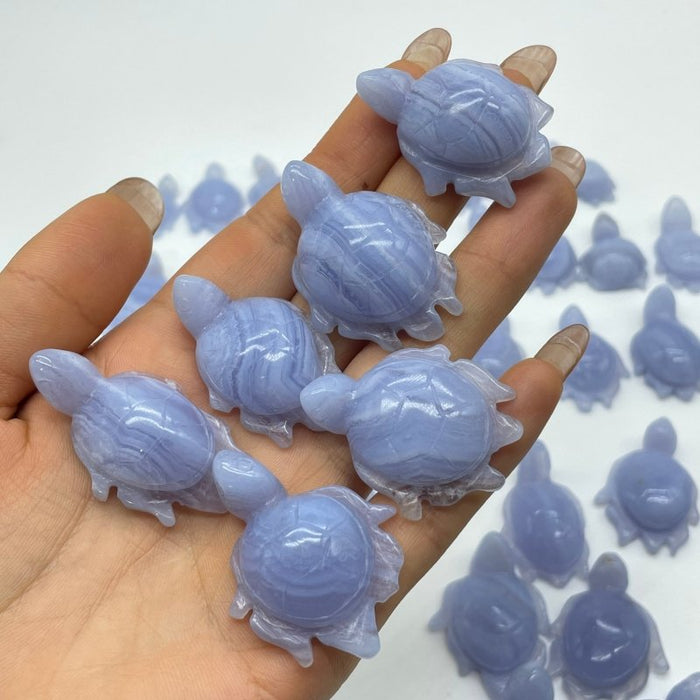 51 Pieces Blue Lace Agate Sea Turtle Carving