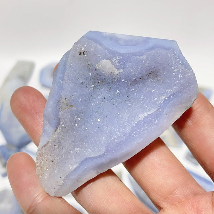 52 Pieces Blue Chalcedony Geode Free Form