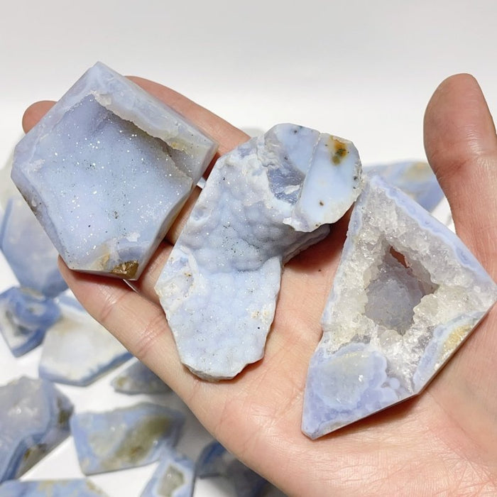52 Pieces Blue Chalcedony Geode Free Form