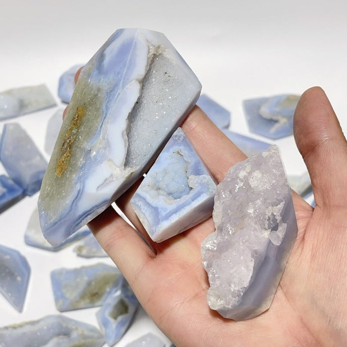 52 Pieces Blue Chalcedony Geode Free Form