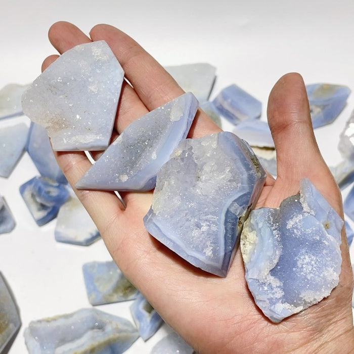 52 Pieces Blue Chalcedony Geode Free Form