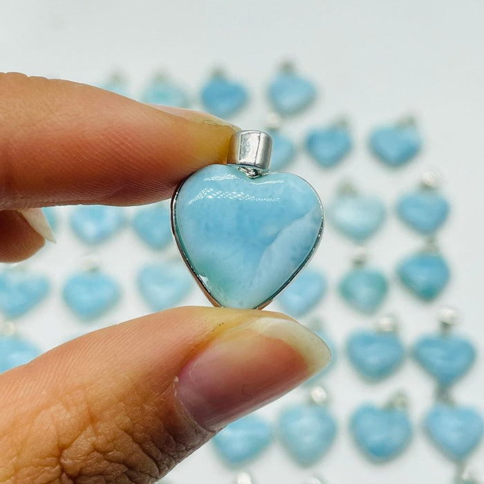 54 Pieces Larimar Heart Charm Pendant