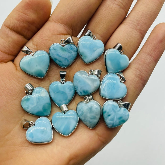 54 Pieces Larimar Heart Charm Pendant