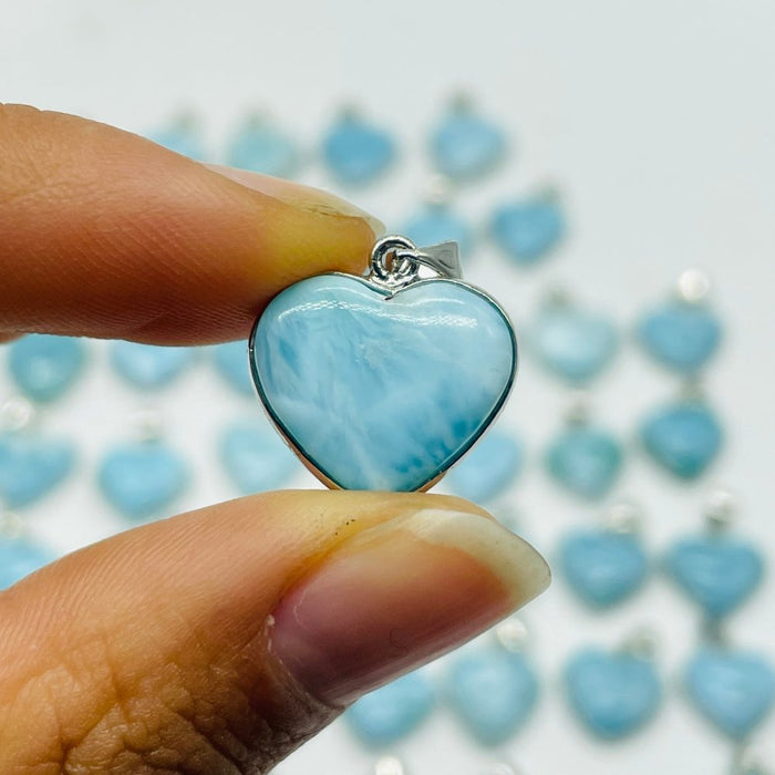 54 Pieces Larimar Heart Charm Pendant