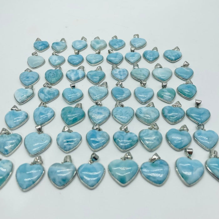 54 Pieces Larimar Heart Charm Pendant