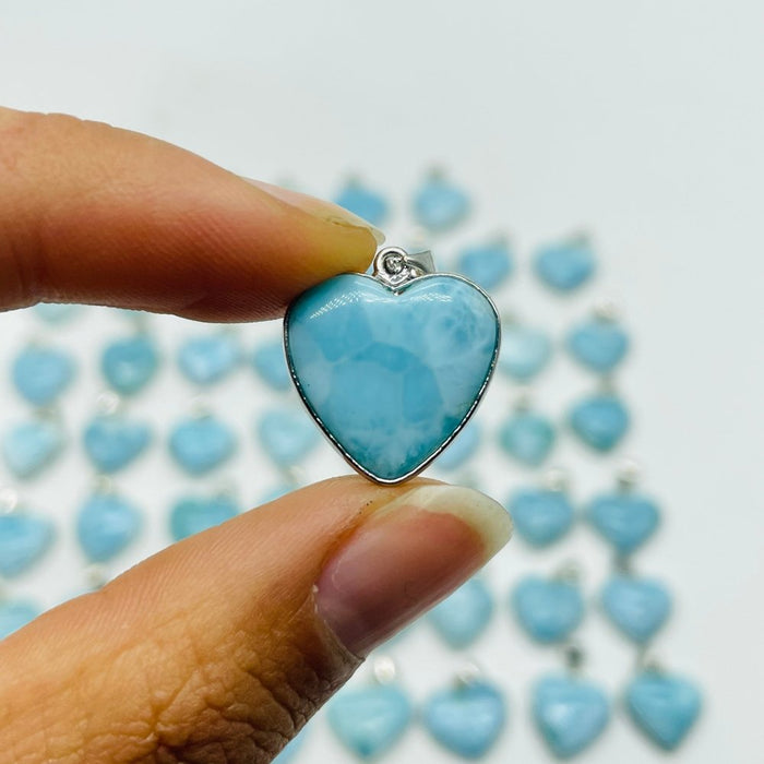 54 Pieces Larimar Heart Charm Pendant