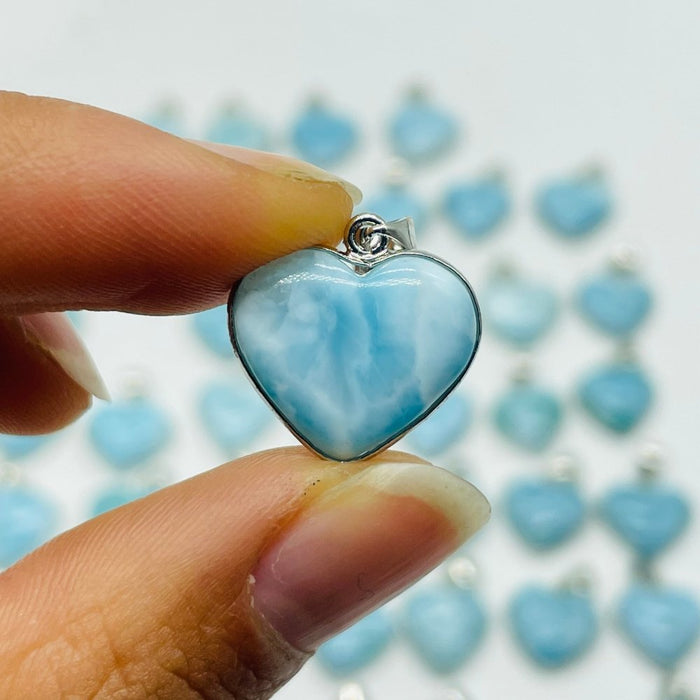54 Pieces Larimar Heart Charm Pendant