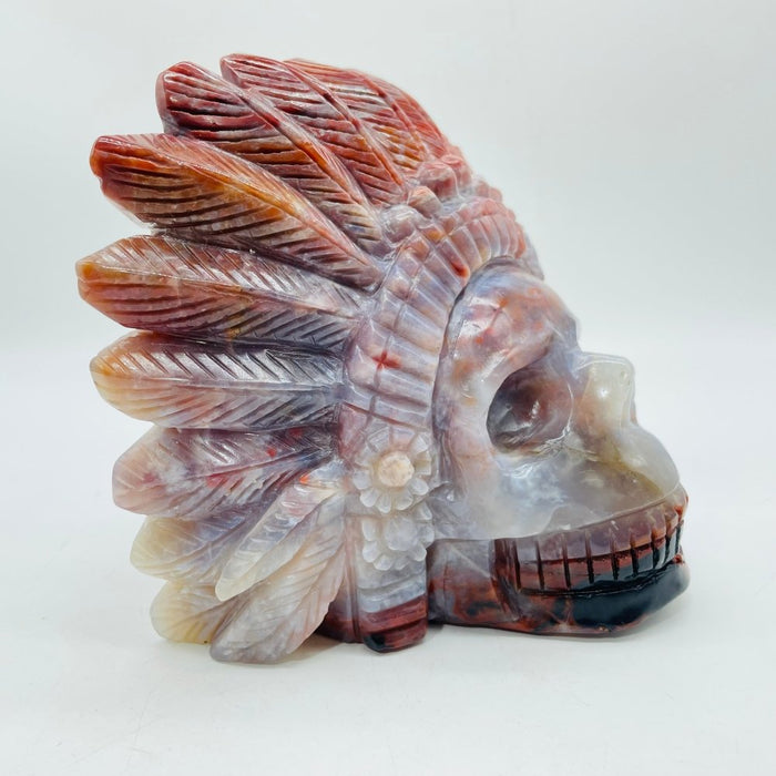 Unique Ocean Jasper Maya Skull Carving