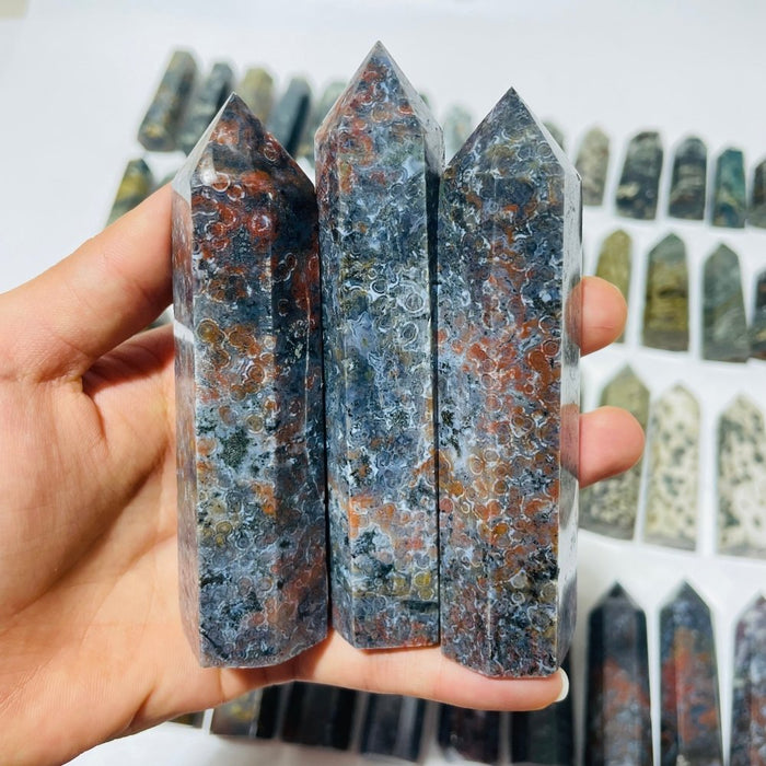 58 Pieces Green Vein Ocean Jasper Tower