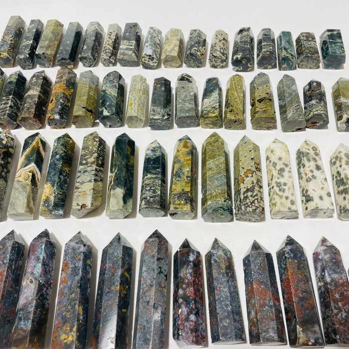 58 Pieces Green Vein Ocean Jasper Tower