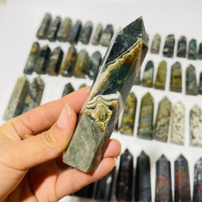 58 Pieces Green Vein Ocean Jasper Tower