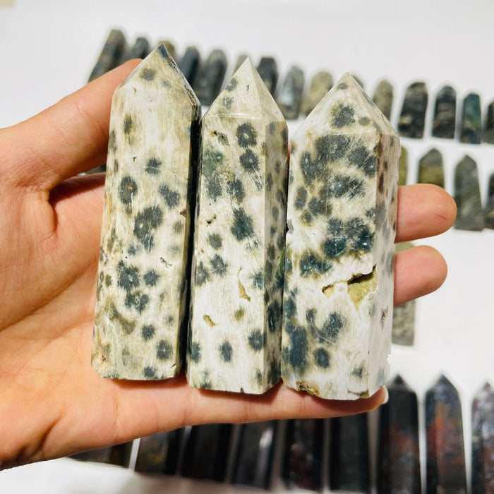 58 Pieces Green Vein Ocean Jasper Tower