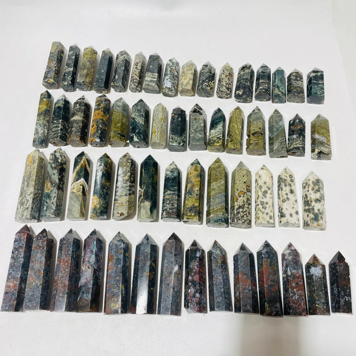 58 Pieces Green Vein Ocean Jasper Tower