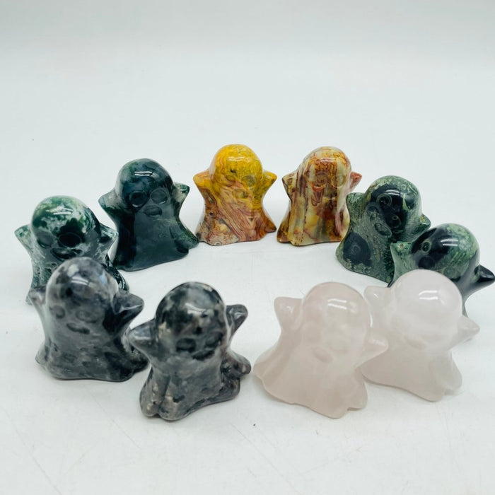 5Types Ghost Crazy Agate & Moss Agate Halloween Carving Wholesale