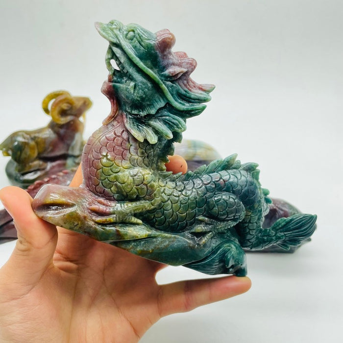 6 Pieces Beautiful Ocean Jasper Animals Carving