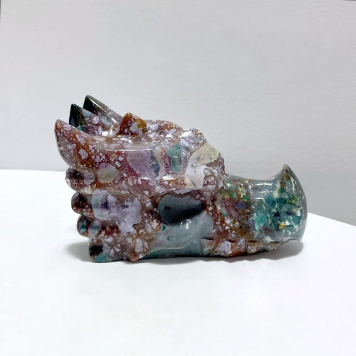 6 Pieces Beautiful Ocean Jasper Dragon Head Carving