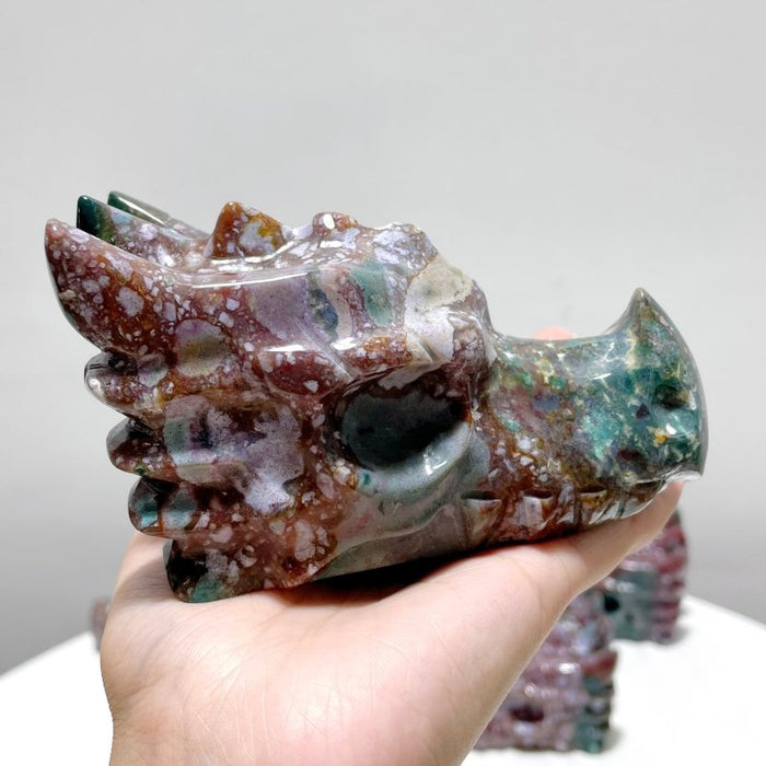 6 Pieces Beautiful Ocean Jasper Dragon Head Carving