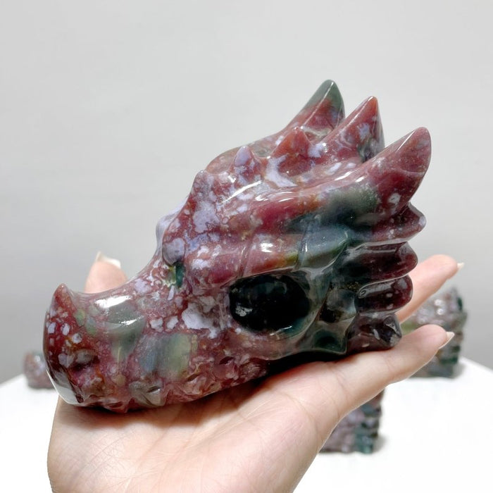 6 Pieces Beautiful Ocean Jasper Dragon Head Carving