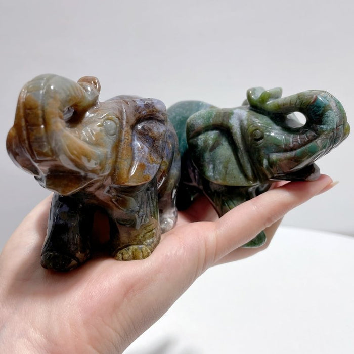 6 Pieces Beautiful Ocean Jasper Elephant Carving