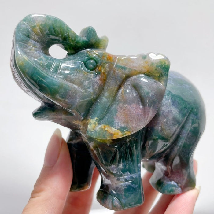 6 Pieces Beautiful Ocean Jasper Elephant Carving