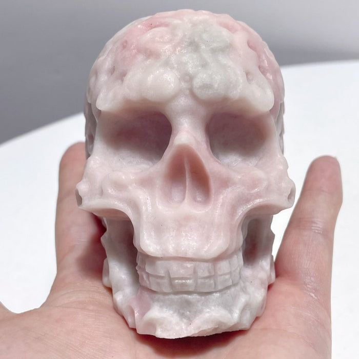 6 Pieces Beautiful Pink Opal Skull Carving