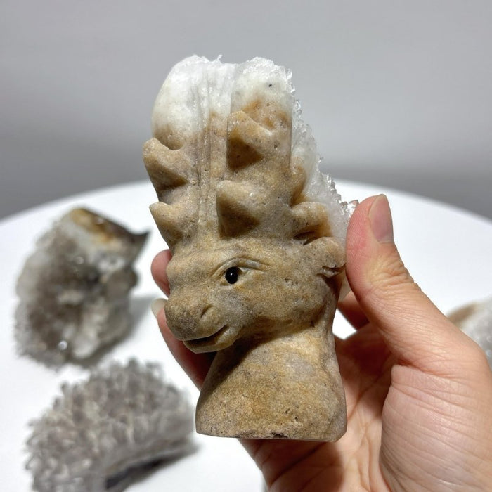 6 Pieces Cute Clear Quartz Cluster Animal Carving