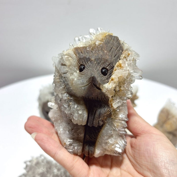 6 Pieces Cute Clear Quartz Cluster Animal Carving