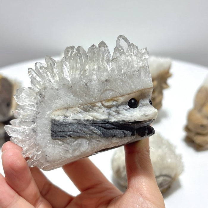6 Pieces Cute Clear Quartz Cluster Animal Carving