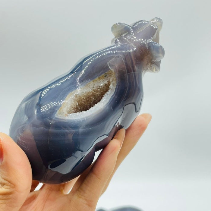 6 Pieces Geode Druzy Agate Bear Carving