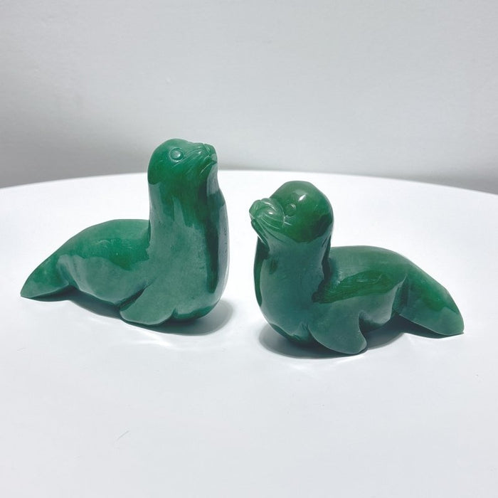 6 Pieces Green Aventurine Sea Animals Carving