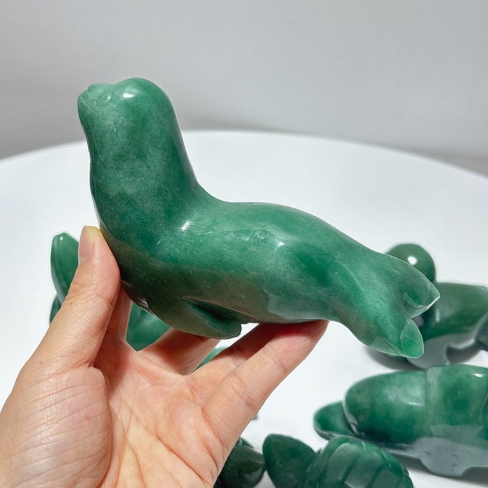6 Pieces Green Aventurine Sea Animals Carving