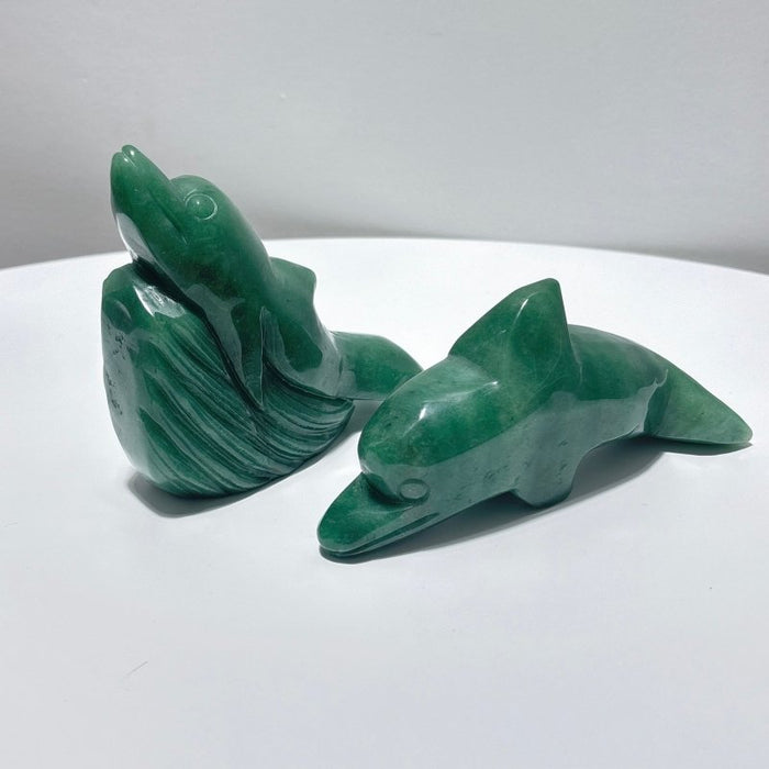 6 Pieces Green Aventurine Sea Animals Carving