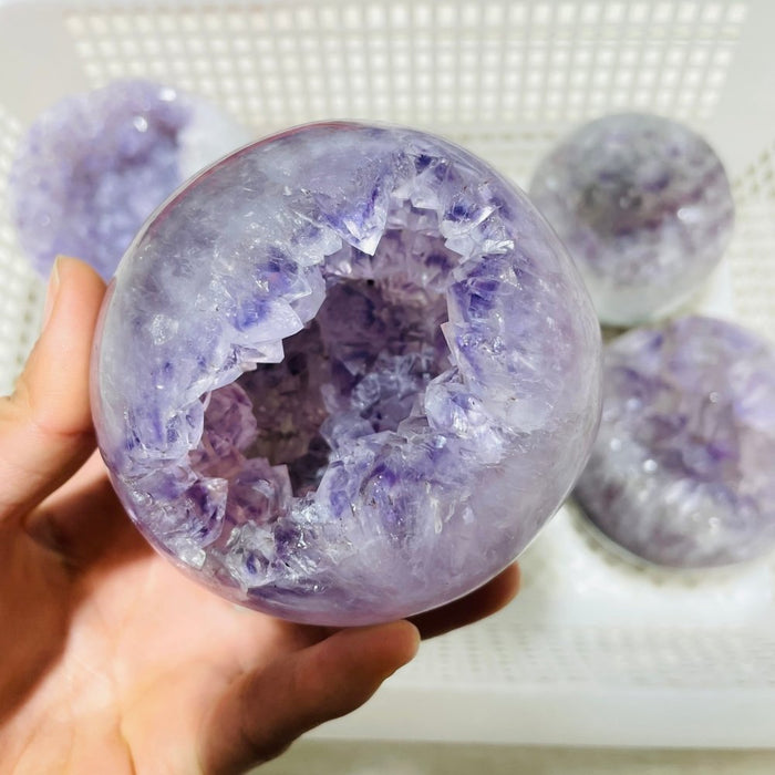 6 Pieces High Quality Amethyst Geode Spheres