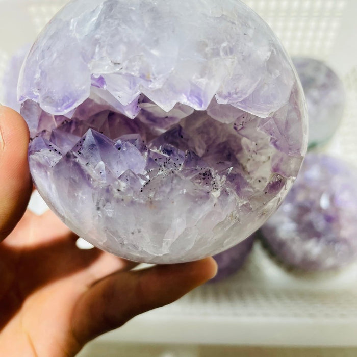 6 Pieces High Quality Amethyst Geode Spheres