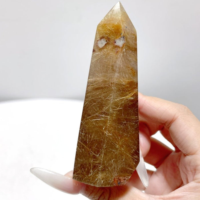 6 Pieces Gold Rutilated Quartz Points