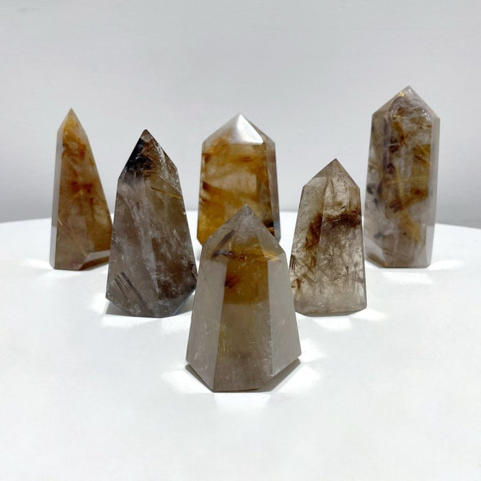 6 Pieces Gold Rutilated Quartz Points