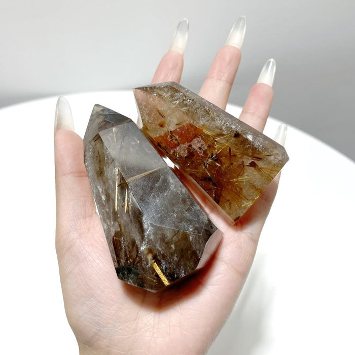 6 Pieces Gold Rutilated Quartz Points