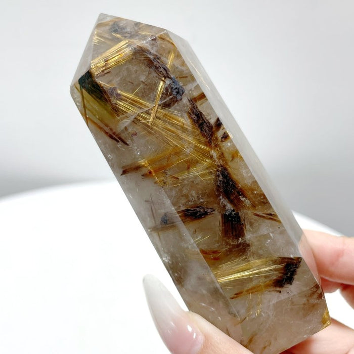 6 Pieces Gold Rutilated Quartz Points