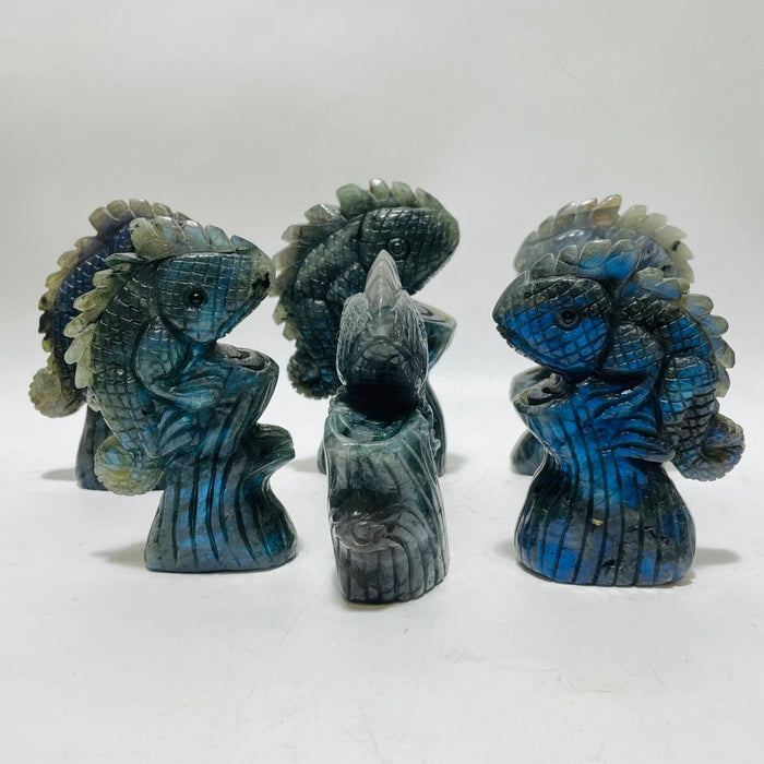 6 Pieces High Quality Labradorite Lizard Chameleon Carving
